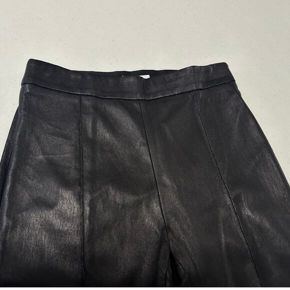 Rosetta Getty Pintuck Flare Leather Pants size US 2 Black Pull-On - Picture 5 of 15